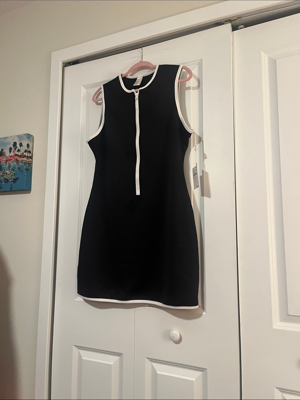Good American Black Mini Dress with White Trim